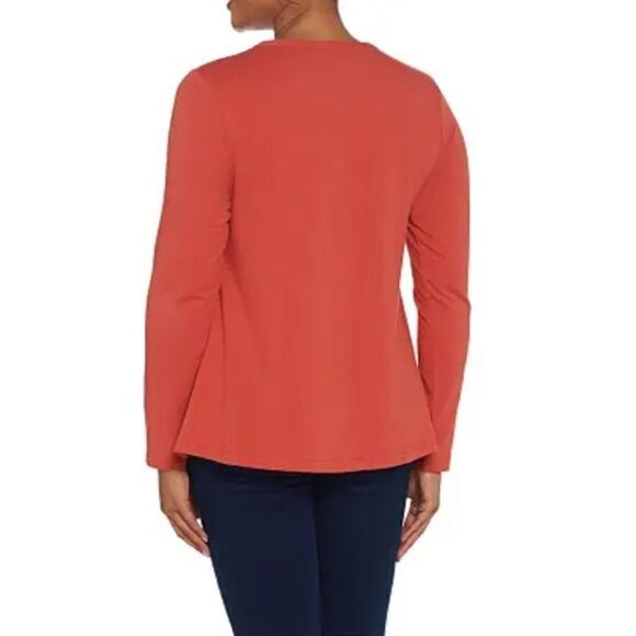 Denim & Co. Essentials Crew Neck Long-Sleeve Knit Top - Picture 2 of 3